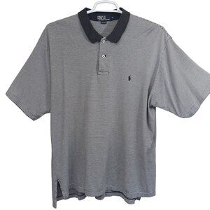 Polo Ralph Lauren Mens Striped Polo Shirt Black White XL Classic Pique Cotton